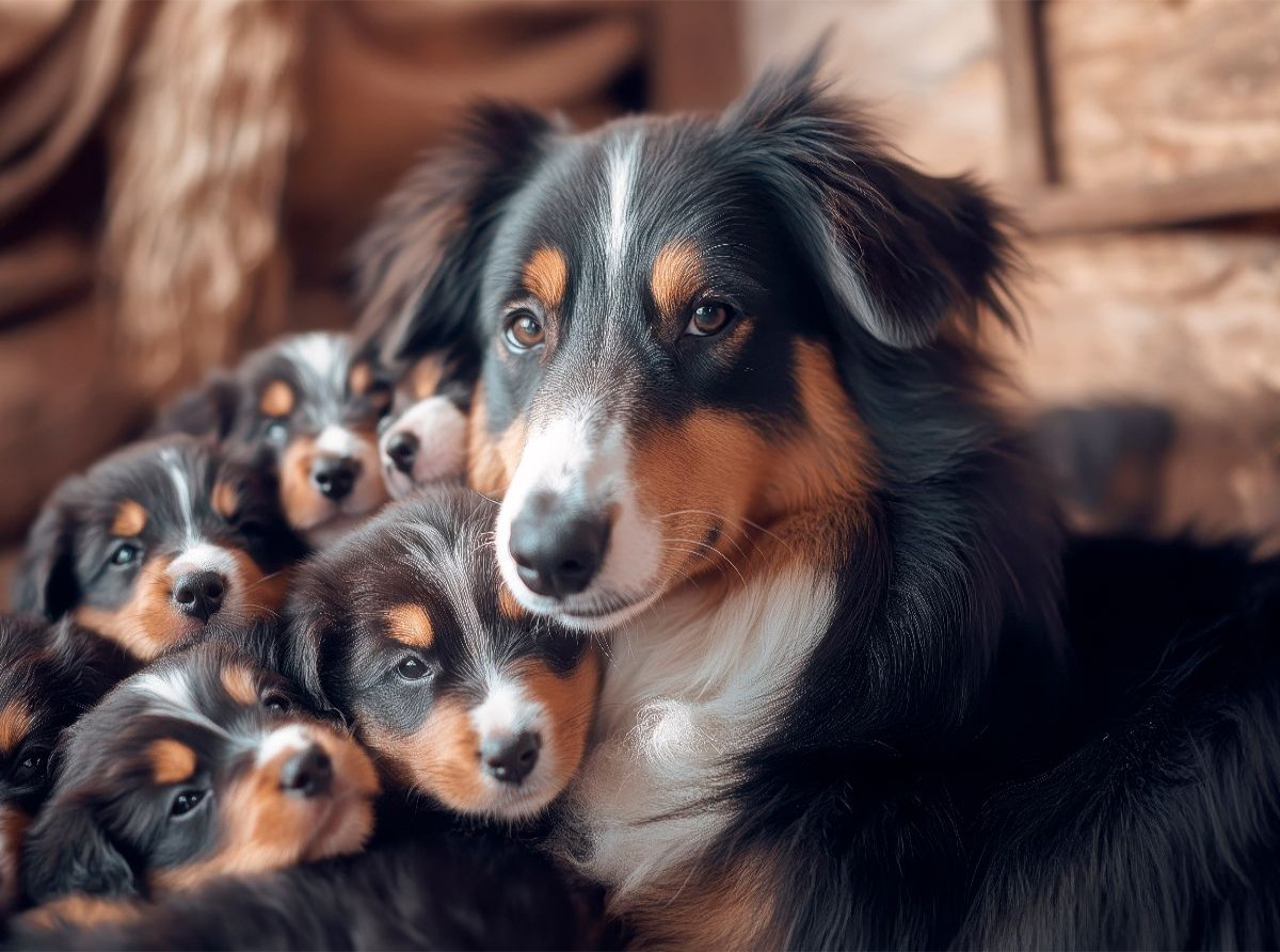 Niedliche Australian Shepherd Familie