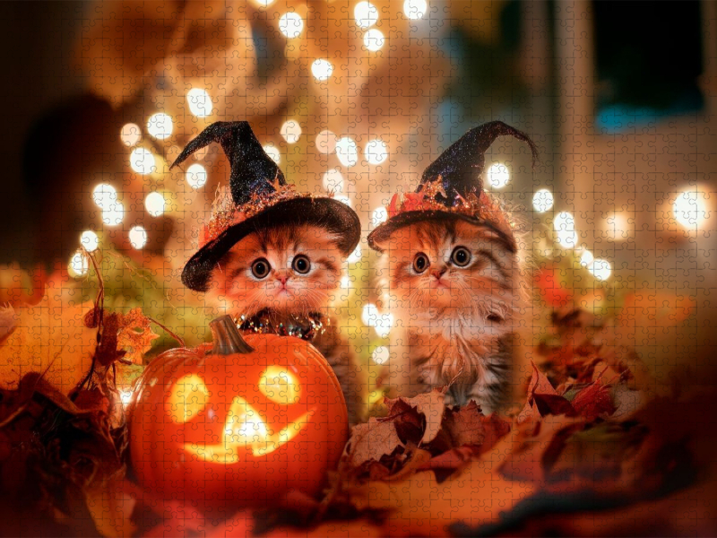 Katzenkinder im Halloweenfieber