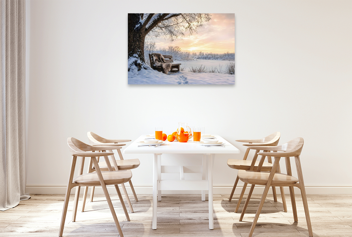 Winterstille - Bank im Schnee