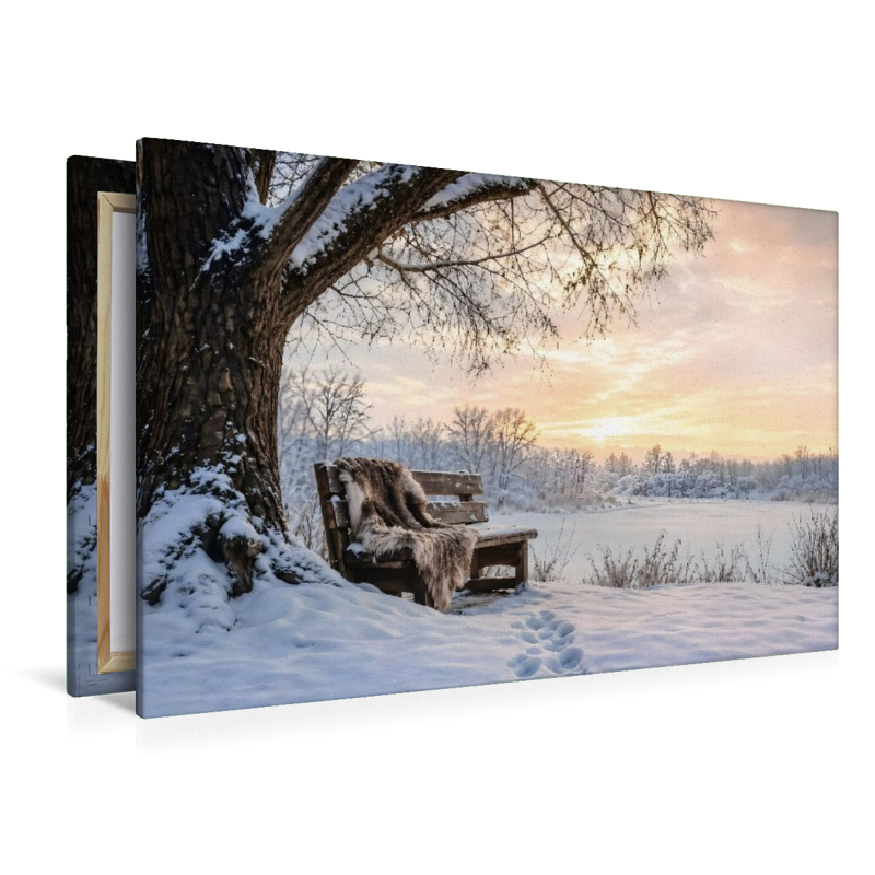 Winterstille - Bank im Schnee