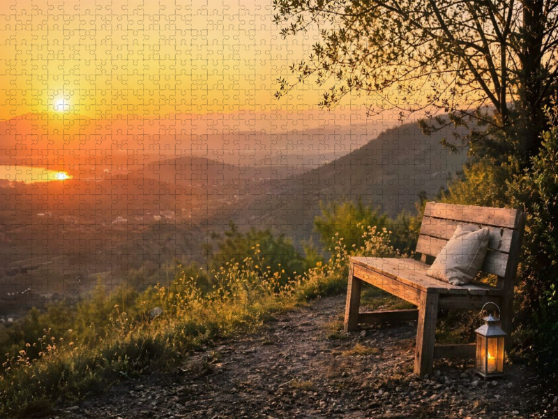 Goldene Stunde - Bank im Abendlicht
