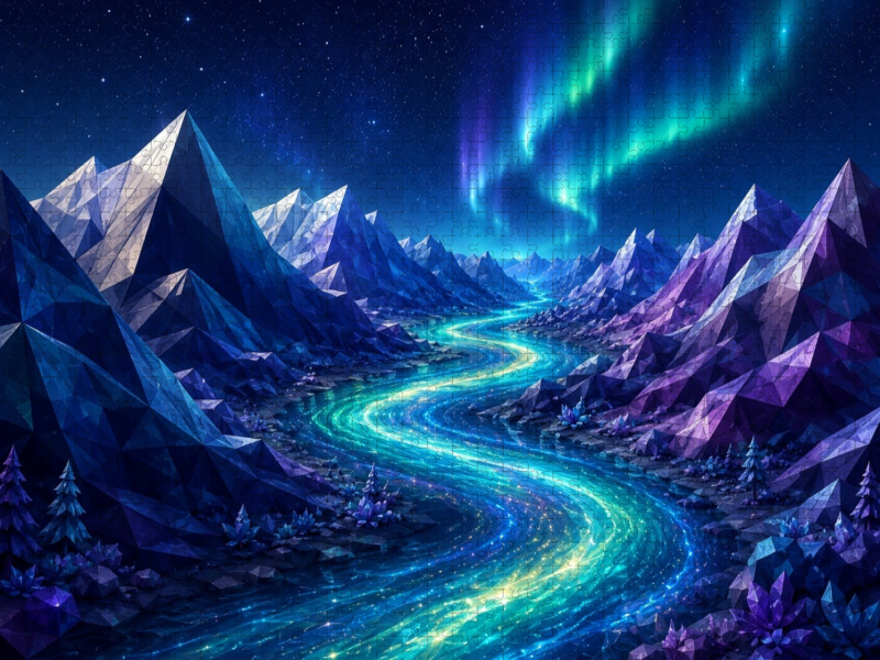 Kristallfluss unter Polarlichtern