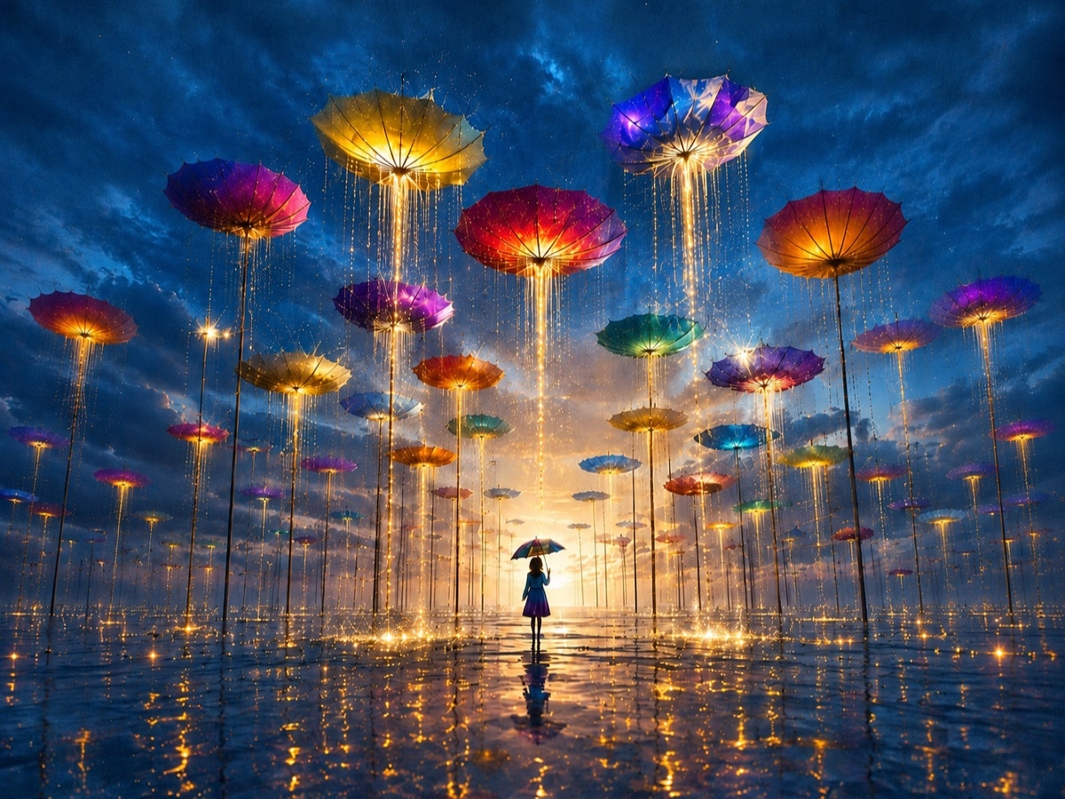 Regenschirme aus Licht