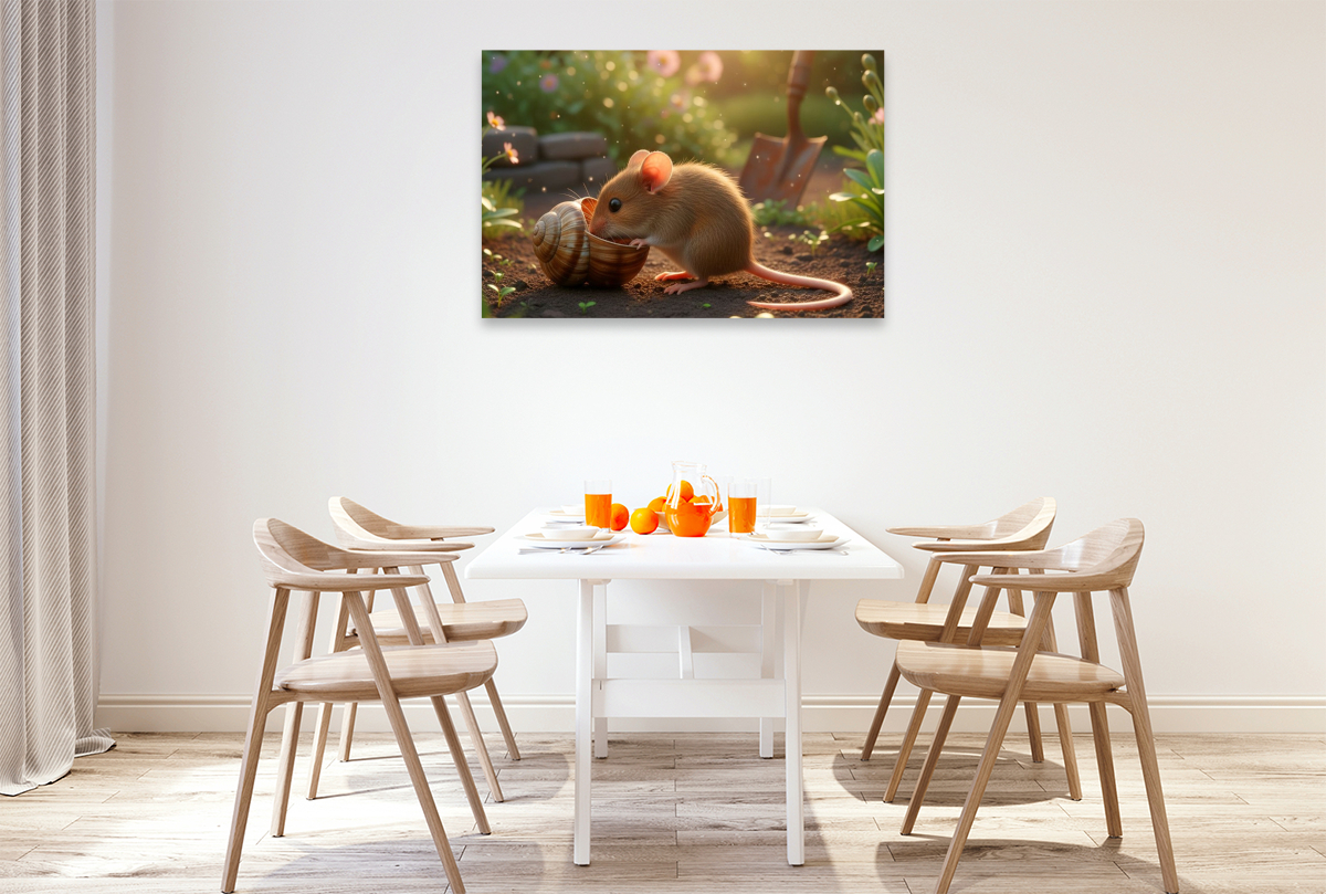 Kleine Maus mit Schneckenhaus