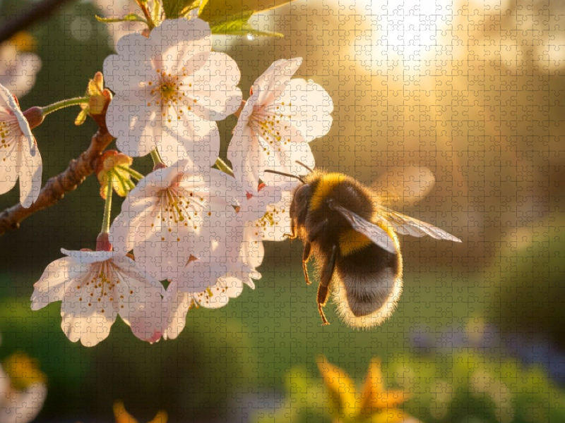 Hummel im Morgenlicht