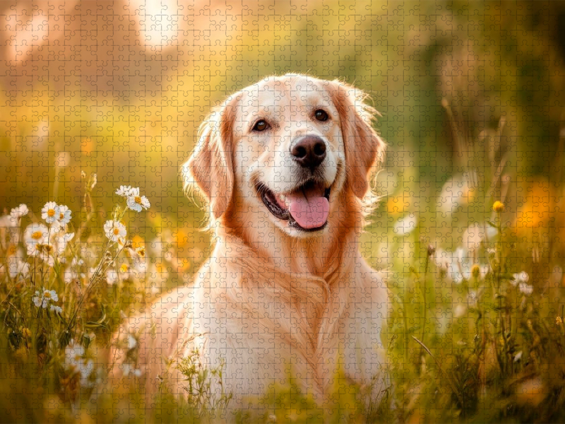 Golden Retriever im sommerlichen Abendlicht