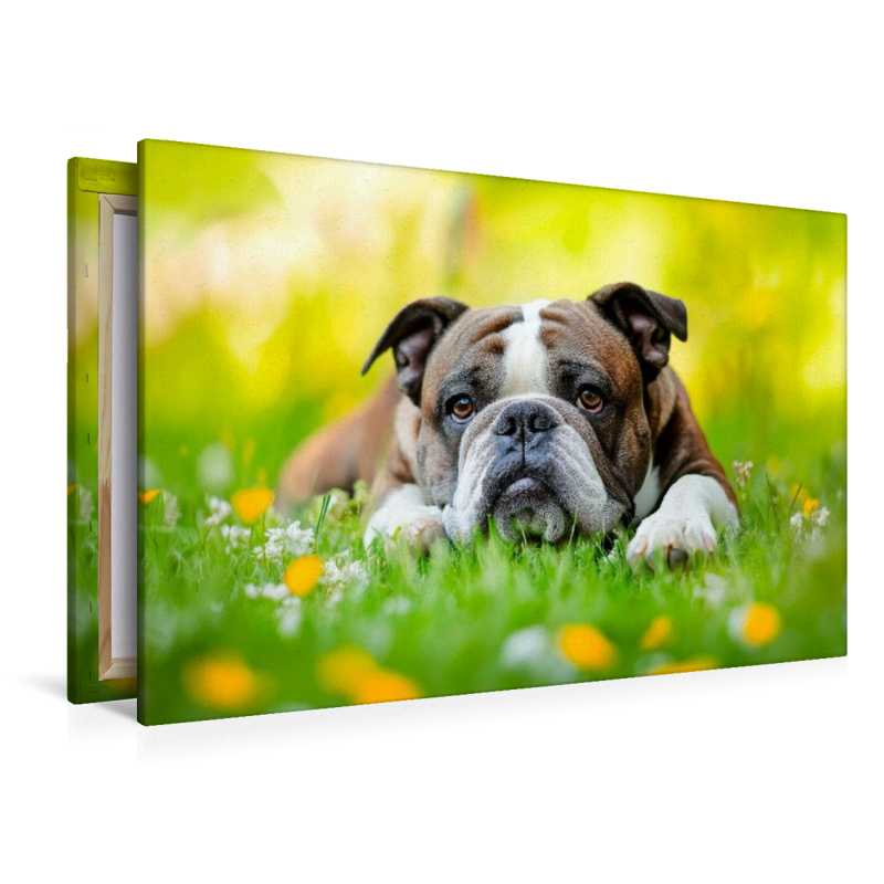 Englische Bulldogge genießt die Natur