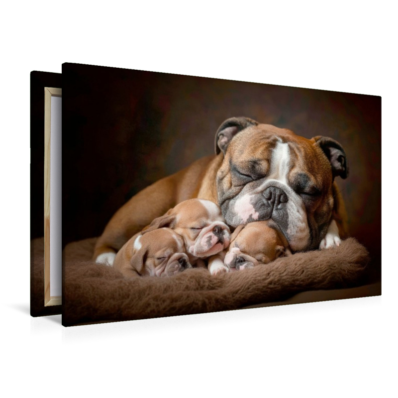 Süße Englische Bulldoggen Familie