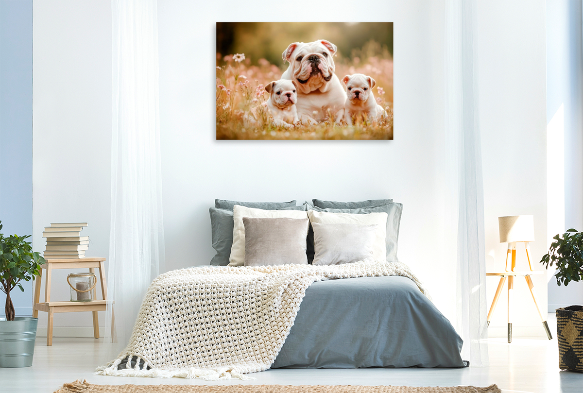 Süße Englische Bulldoggenfamilie