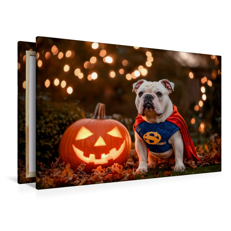 Englische Bulldogge als Halloween Superheld