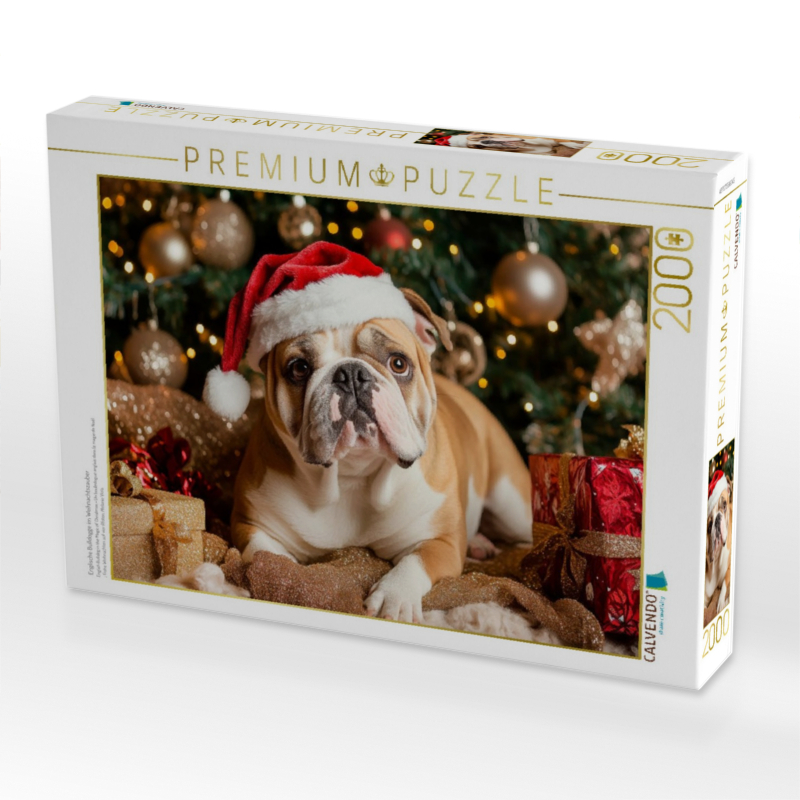 Englische Bulldogge im Weihnachtszauber