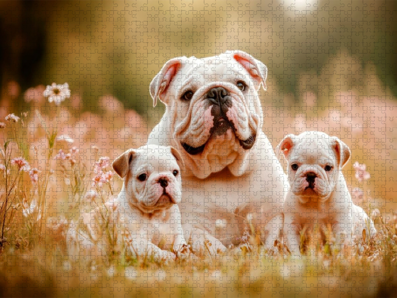 Süße Englische Bulldoggenfamilie