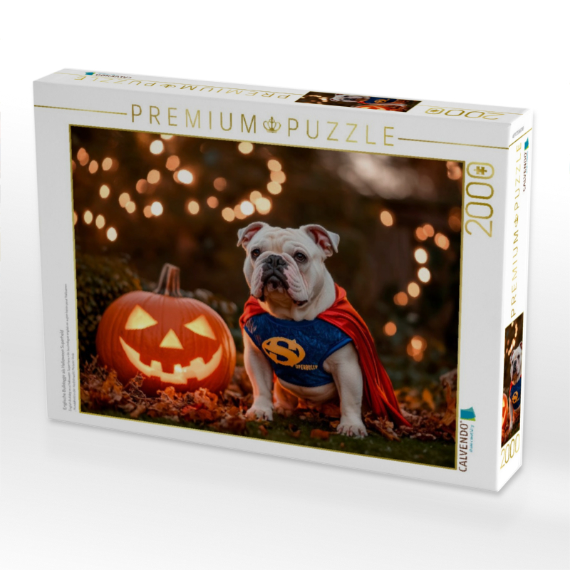 Englische Bulldogge als Halloween Superheld