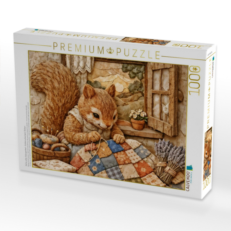 Stiche voller Geborgenheit - Eichhörnchen beim Sticken