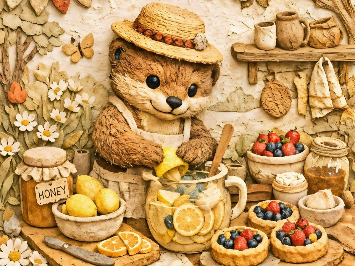 Wenn der Garten Früchte schenkt - Bär mit Zitronenlimonade