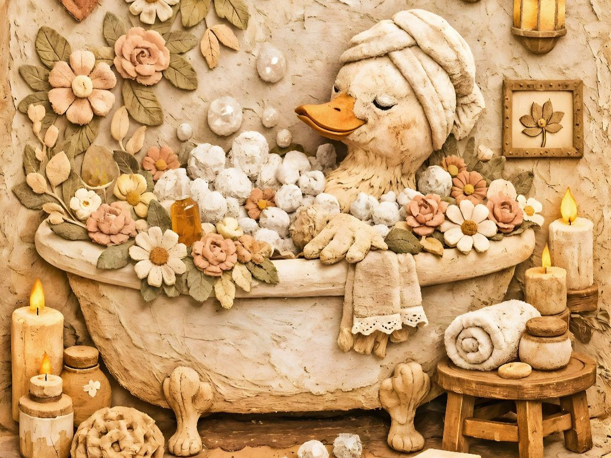 Blütenbad für die Seele - Ente in der Badewanne