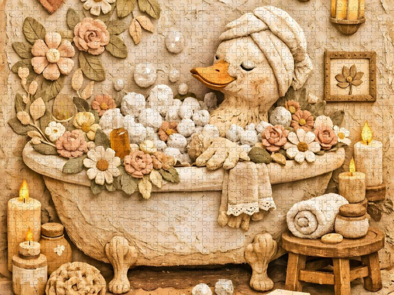 Blütenbad für die Seele - Ente in der Badewanne