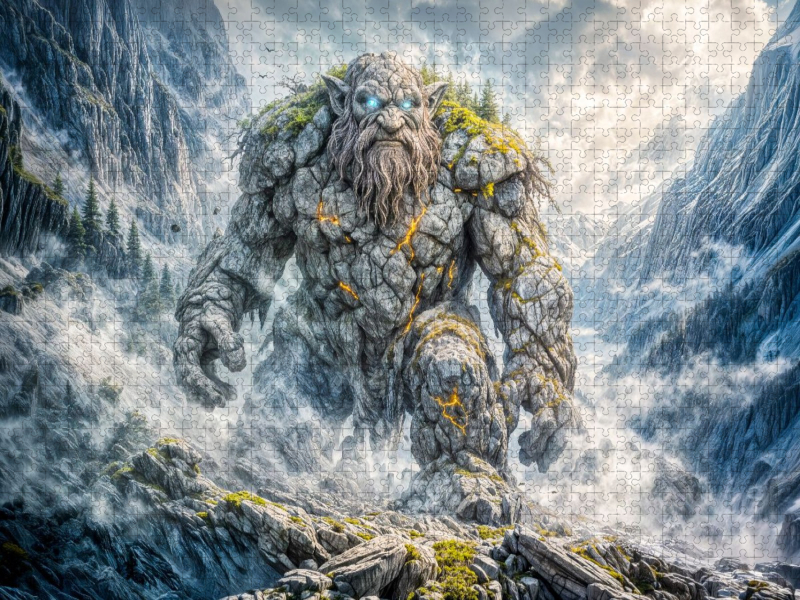 Troll Puzzle Fantasy Riese mit Glühenden Lavarissen