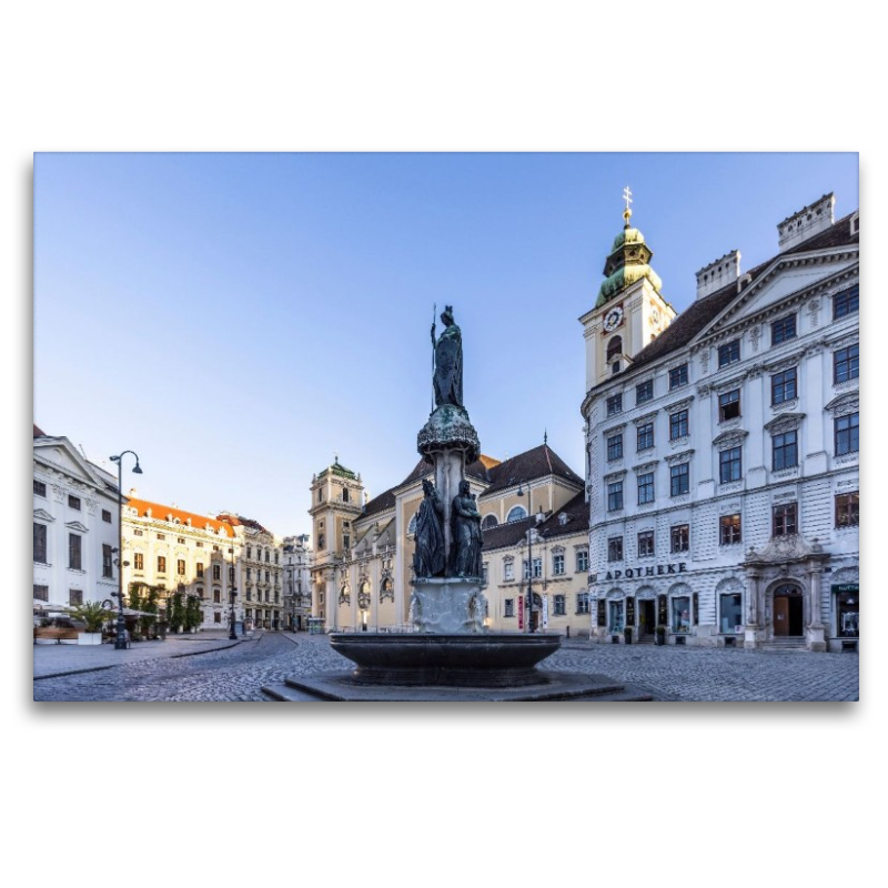 Austriabrunnen und Schottenkirche auf dem Platz Freyung in Wien