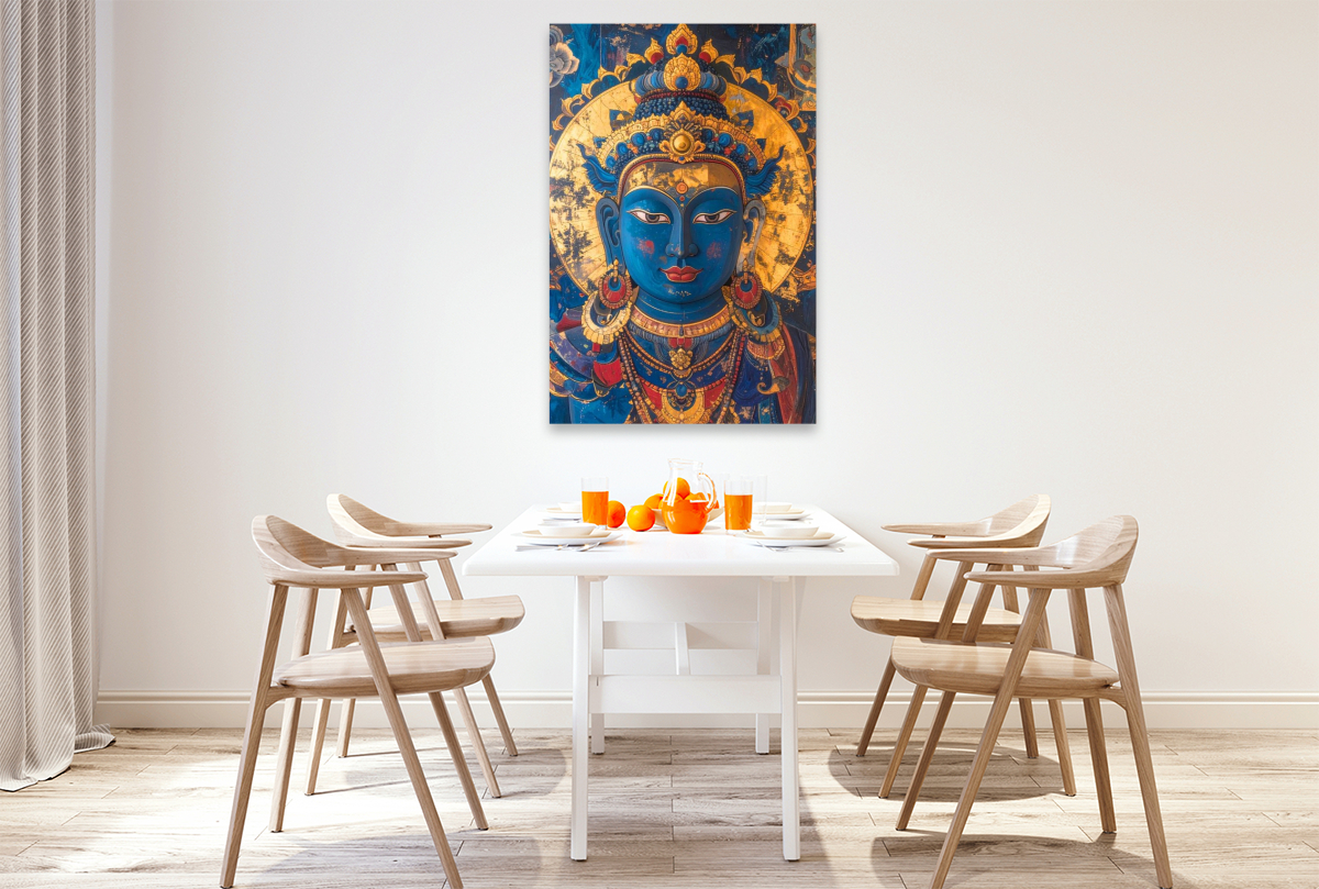 Buddha in Blau und Gold