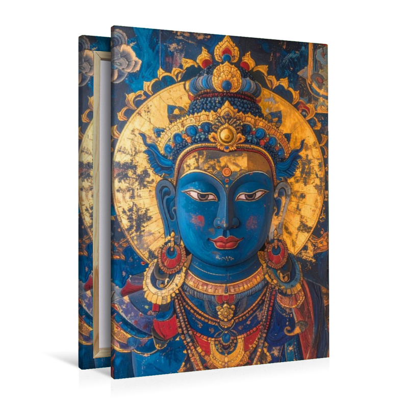Buddha in Blau und Gold