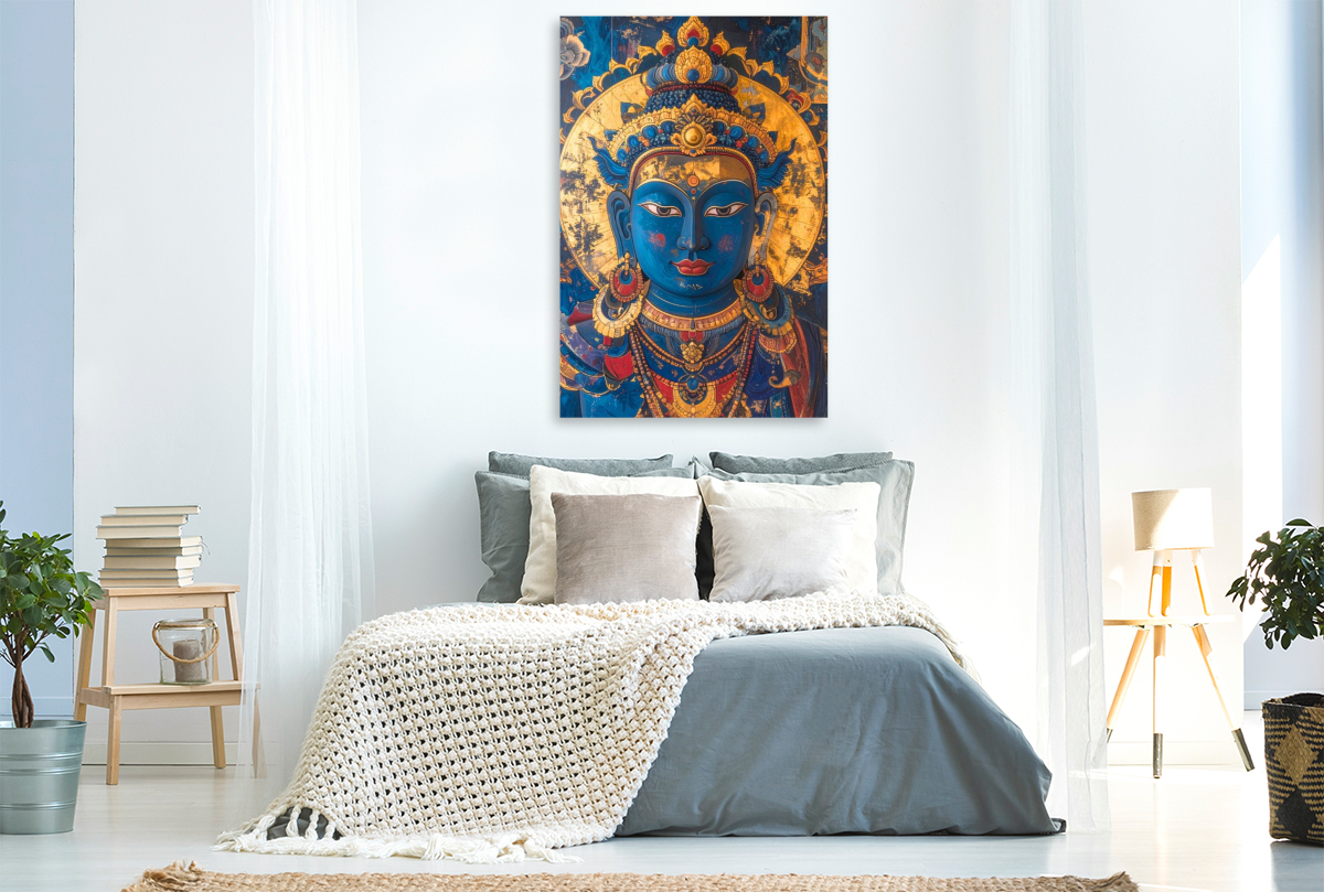 Buddha in Blau und Gold