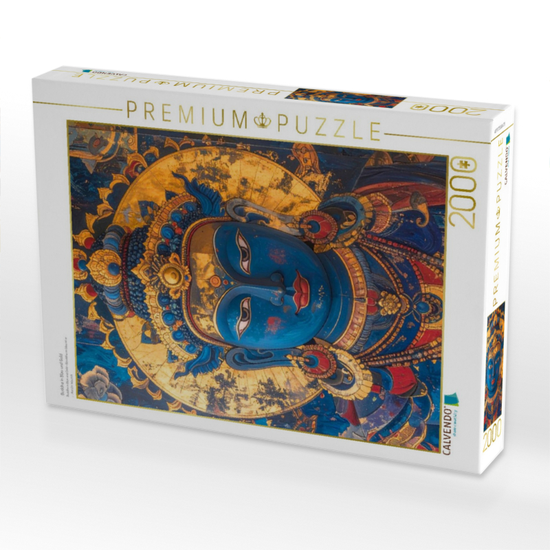 Buddha in Blau und Gold