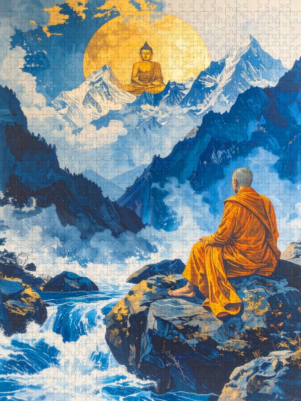 Begegnung am Wasser - Mönch in Tibet