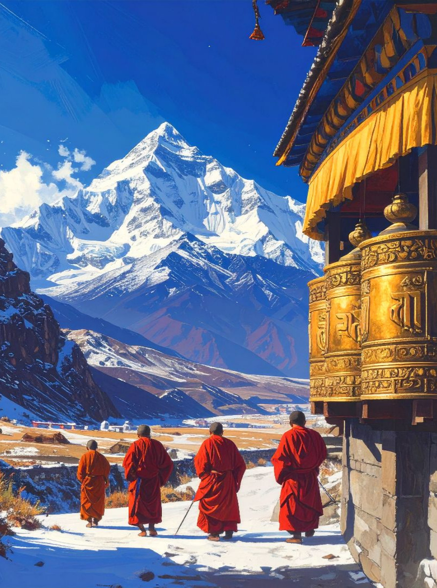 Der Weg der Gebetsmühlen - Mönche in Tibet