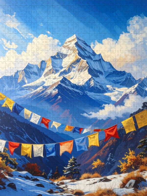 Gebetsfahnen und Himalaya