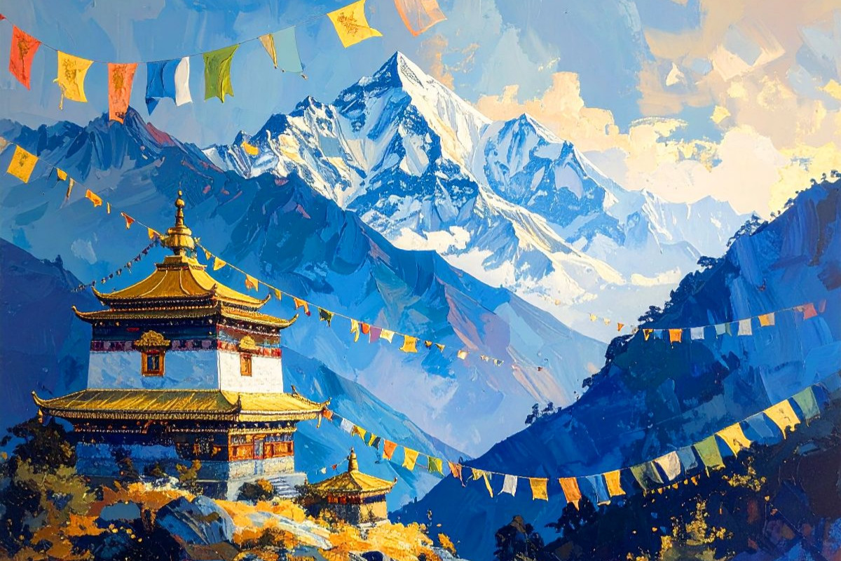 Himalaya und Buddhismus - Tibetische Gebetsfahnen