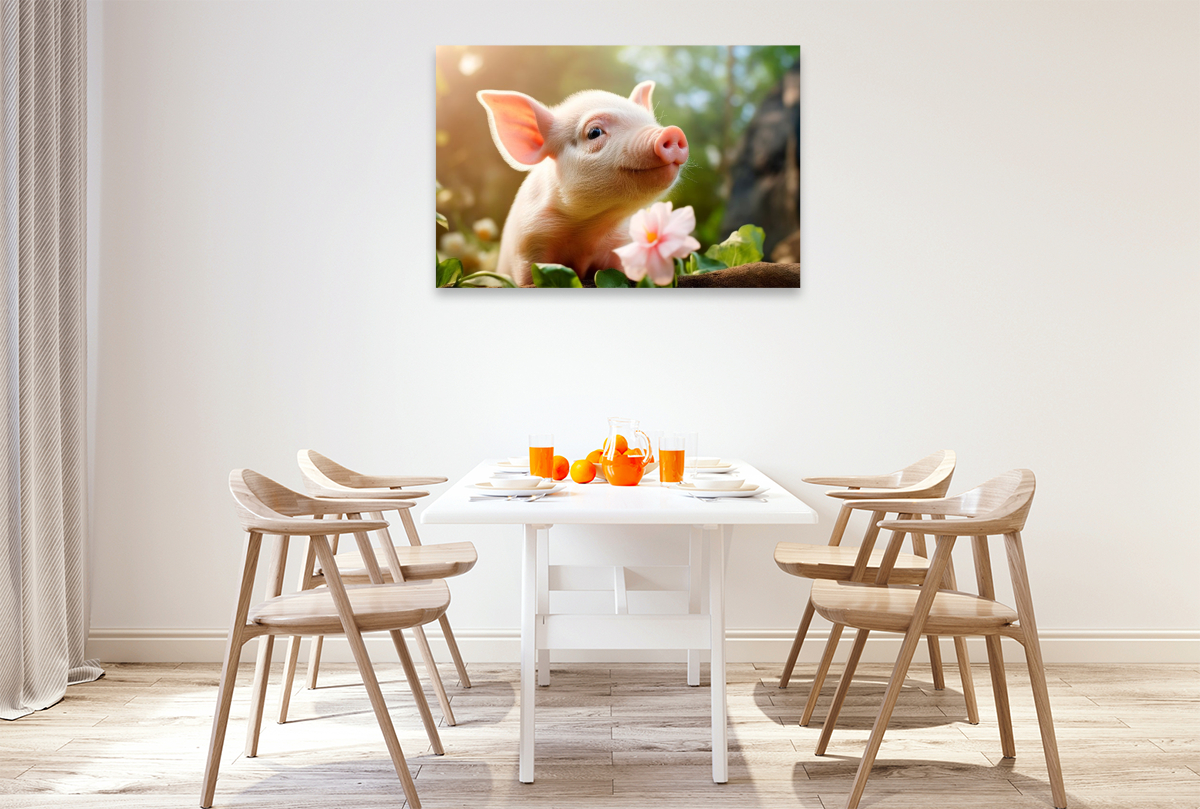 Niedliches Ferkel im Garten