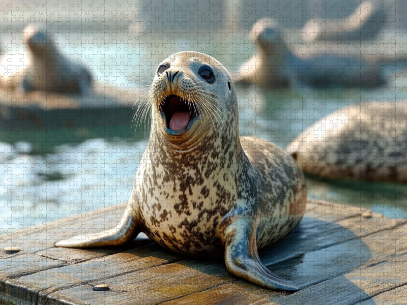Fröhlicher Ruf der Seehunde