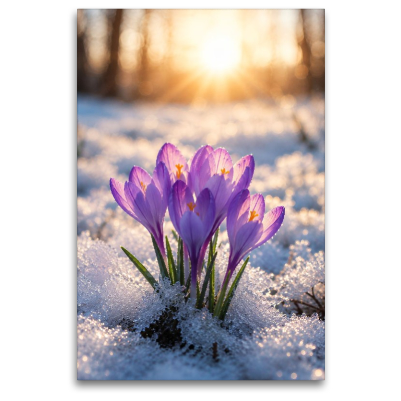 Krokusse im winterlichen Sonnenlicht
