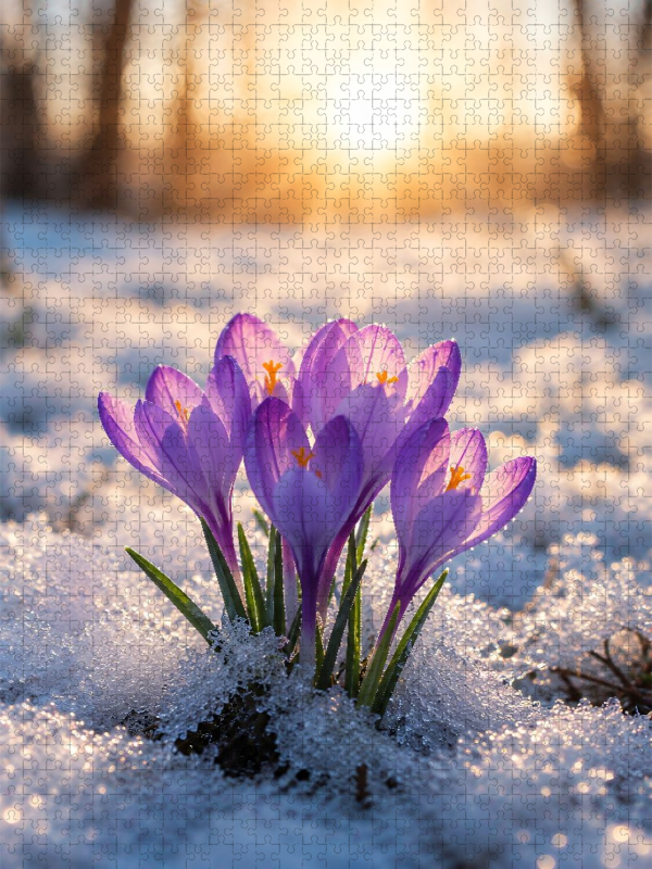 Krokusse im winterlichen Sonnenlicht