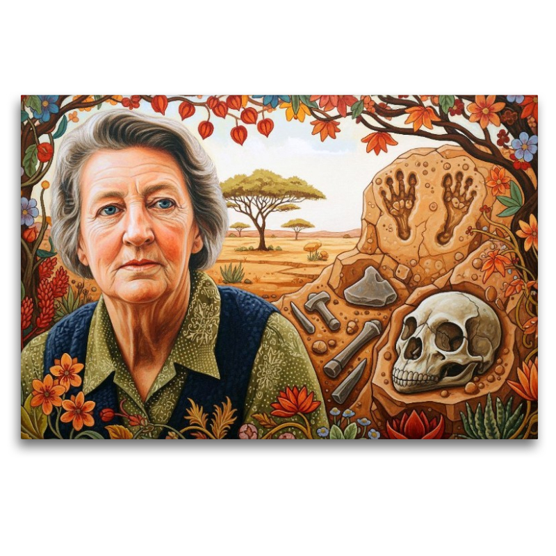 Mary Leakey (1913–1996), Archäologin, entdeckte frühe Menschenfunde in der Olduvai-Schlucht