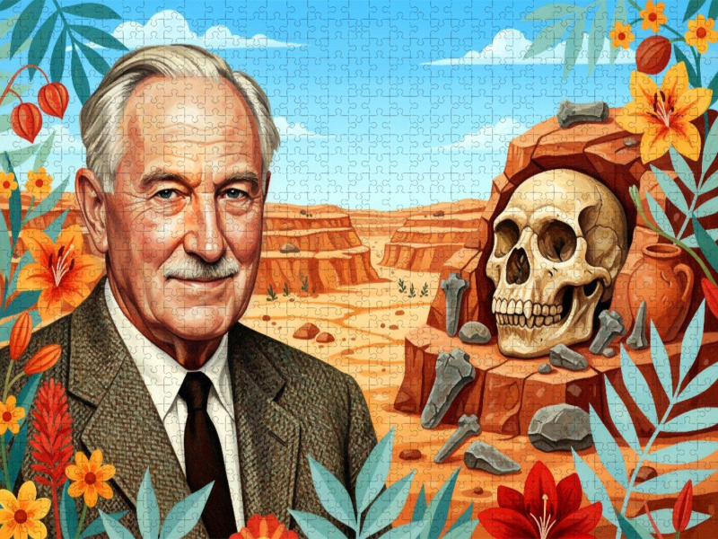 Louis Leakey (1903–1972), Archäologe, entdeckte frühe Menschenspuren in der Olduvai-Schlucht