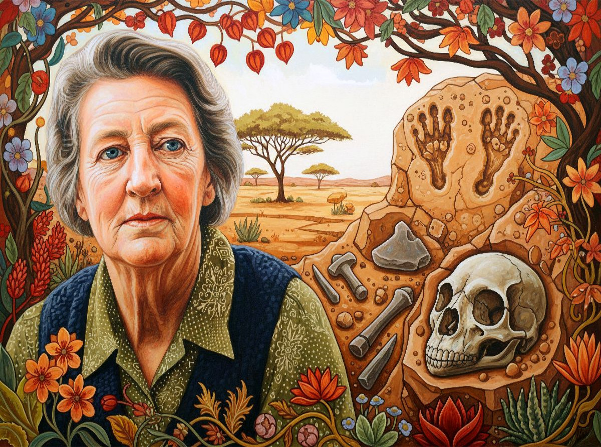 Mary Leakey (1913–1996), Archäologin, entdeckte frühe Menschenfunde in der Olduvai-Schlucht