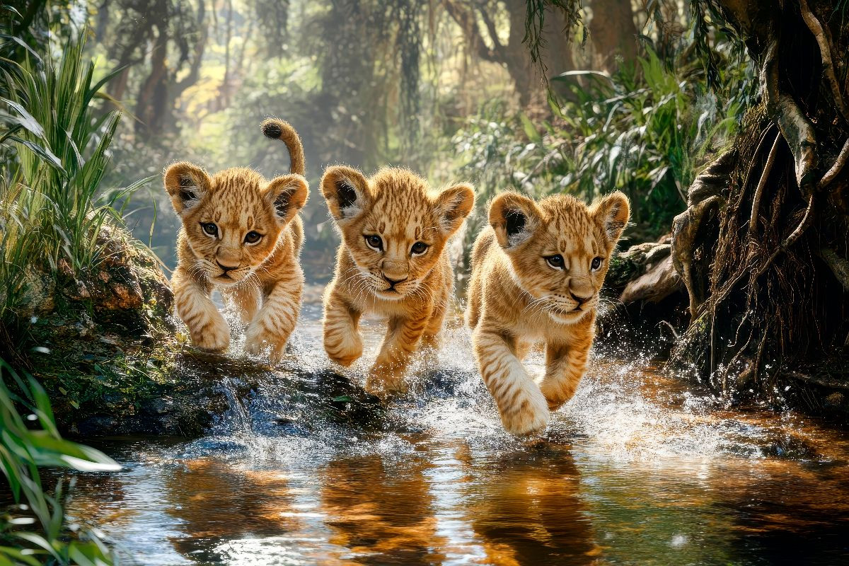 Löwenkinder in der Wildnis