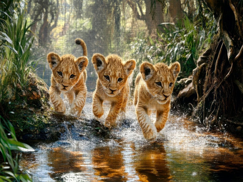 Löwenkinder in der Wildnis