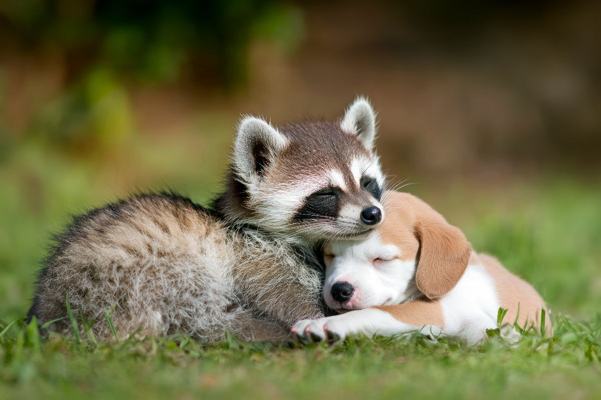 Waschbär und Welpe - Freundschaft kennt keine Grenzen