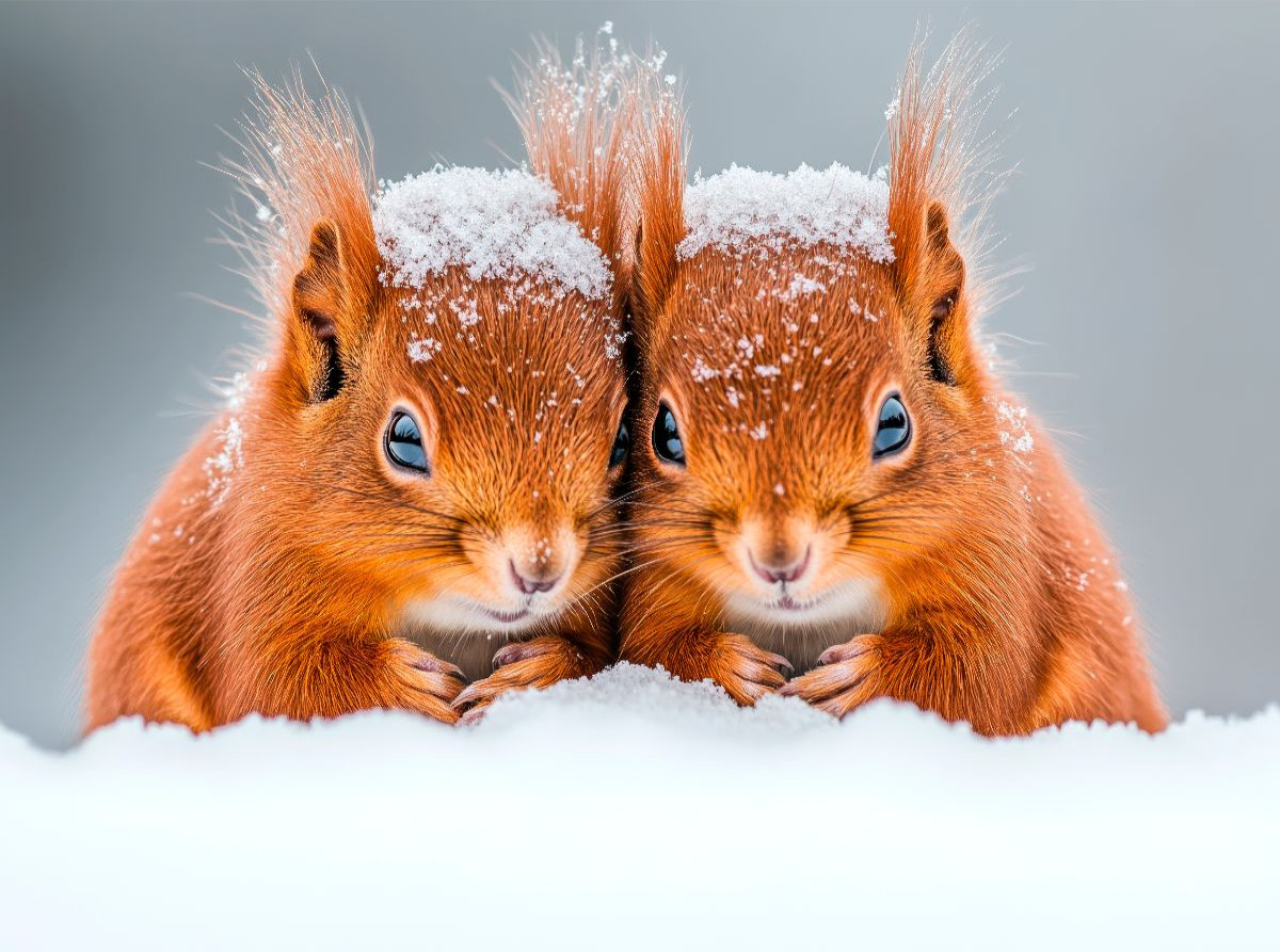 Kuschelige Eichhörnchen im Winterzauber