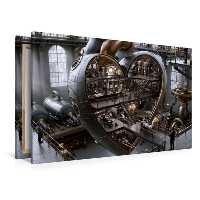 Steampunk-Herz in einer Fabrikhalle