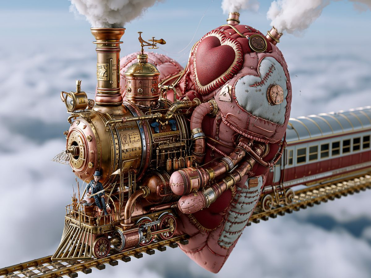 Herzlokomotive auf schwebenden Schienen