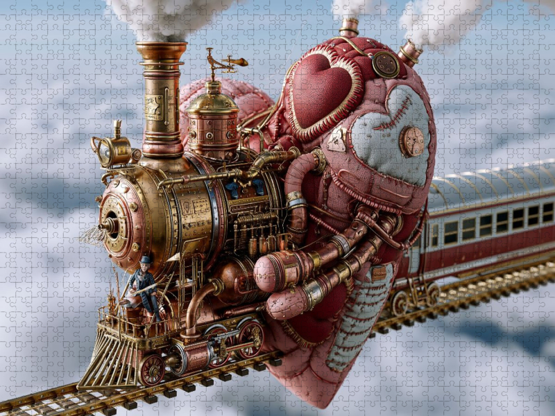 Herzlokomotive auf schwebenden Schienen