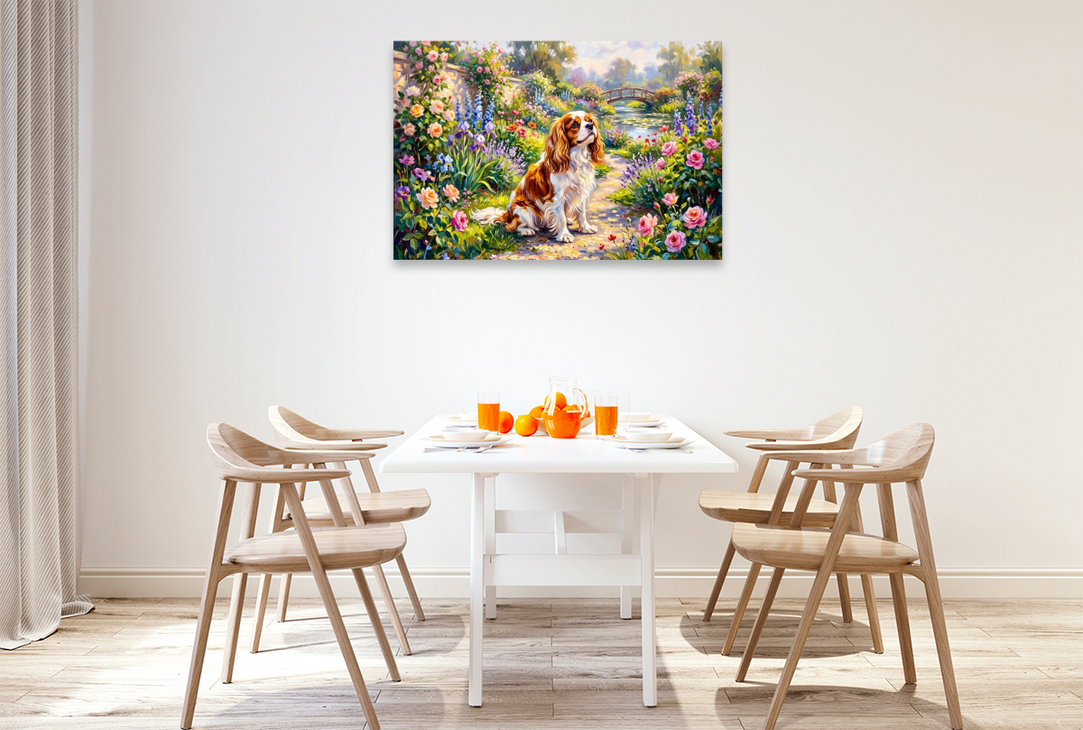 King Charles Spaniel Portrait im Garten