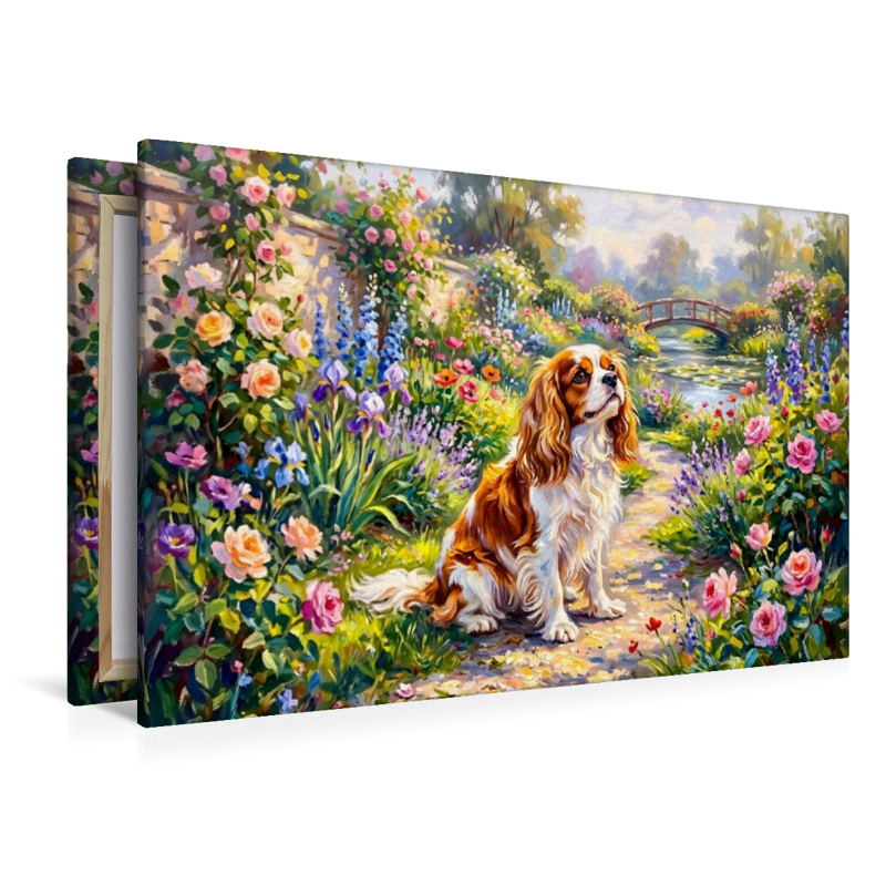 King Charles Spaniel Portrait im Garten