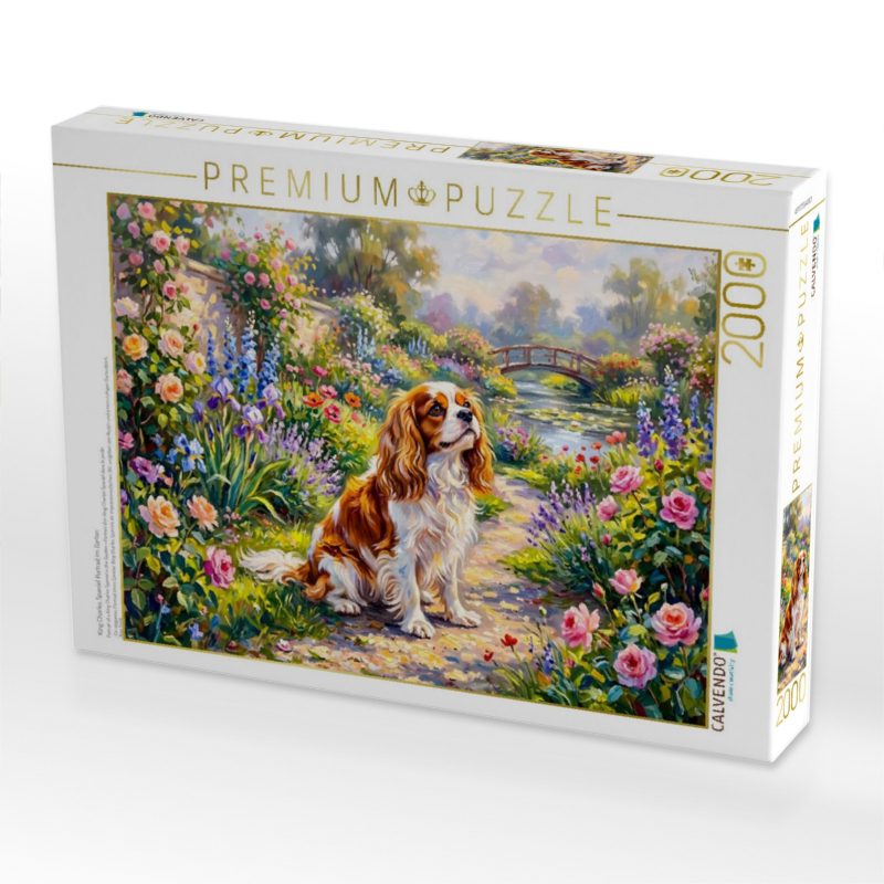 King Charles Spaniel Portrait im Garten