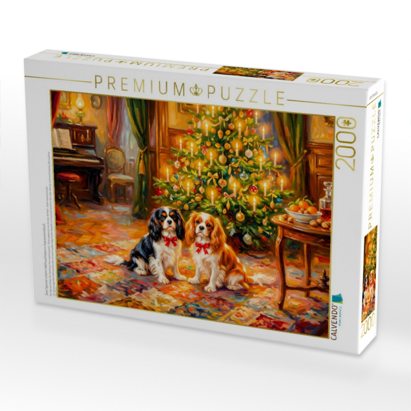 Zwei Spaniel unterm Weihnachtsbaum Impressionistisch