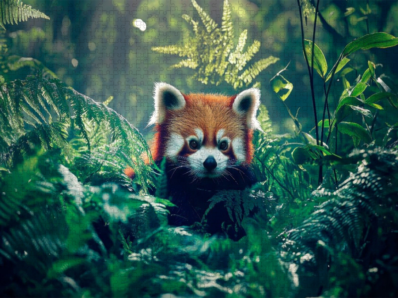 Roter Panda - Zwischen Farnen und Licht